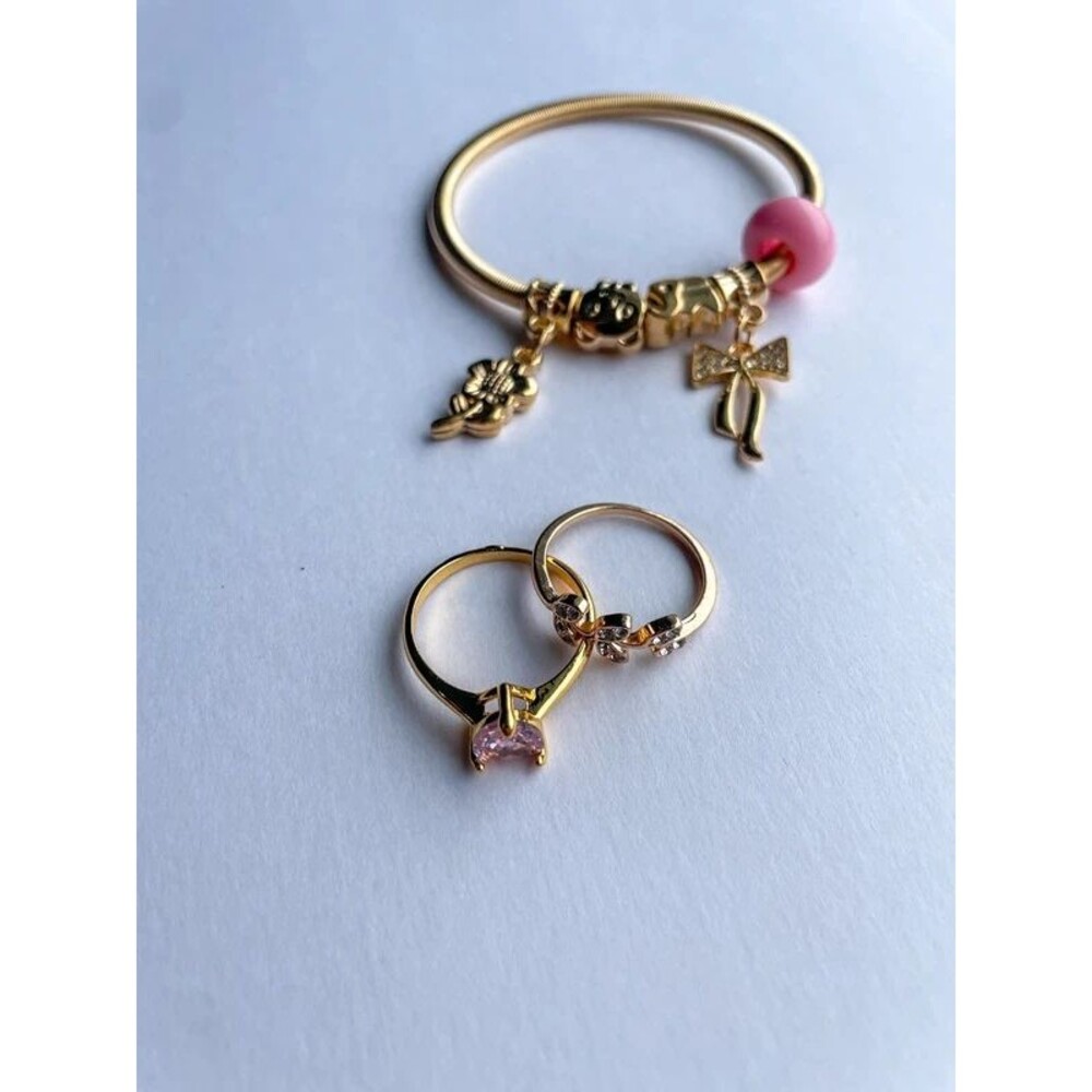 Golden Charms Bracellet and Rings